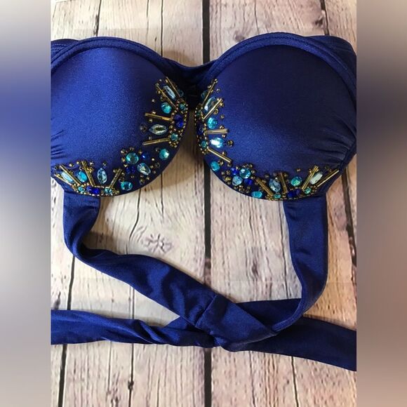 Victoria’s Secret Jeweled Bombshell Miraculous Add-2 Cups Swim Bikini Set 32A/XS - Picture 3 of 13